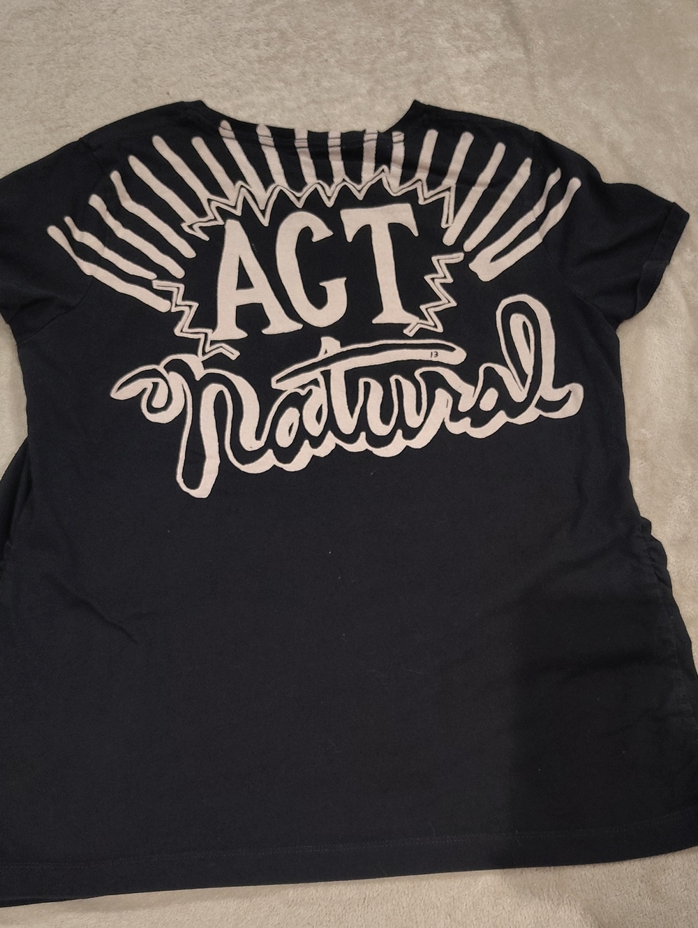 "Act Natural" Black Tee with Gold Graphic